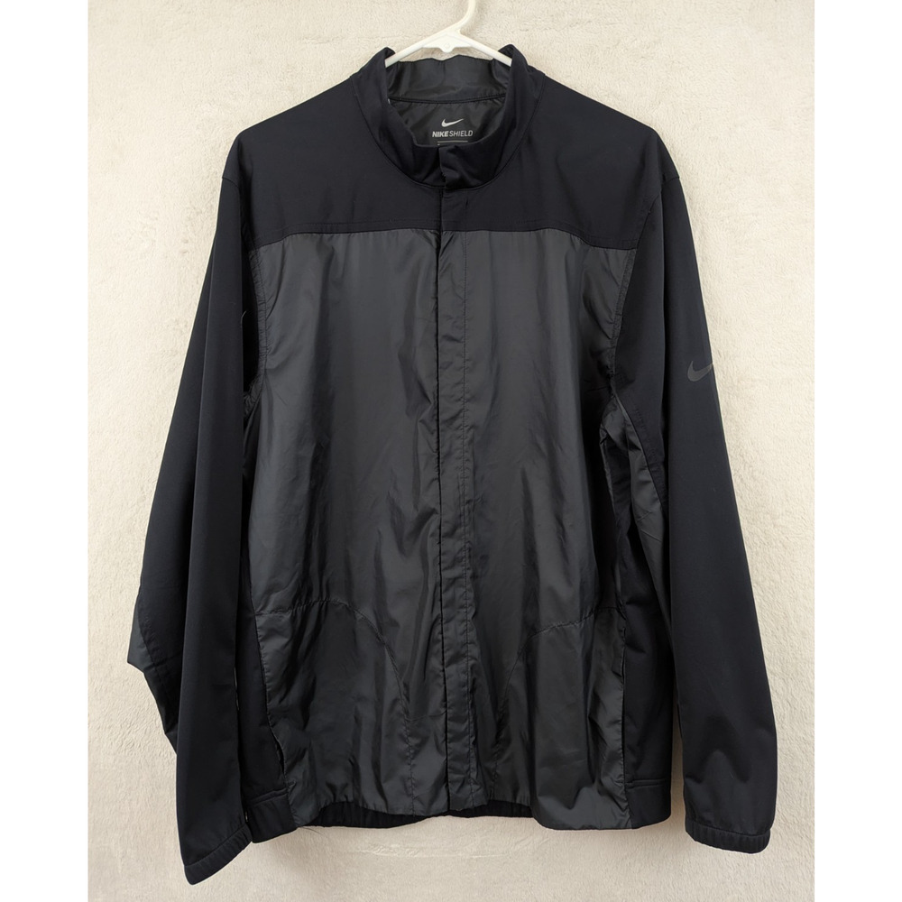 Nike Shield sz L Golf Jacket black full zip lightweight thin men 1531